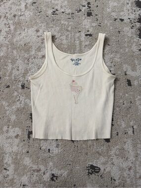 Brandy Melville Cream Ribbed Baby Cupcake Tank One Size